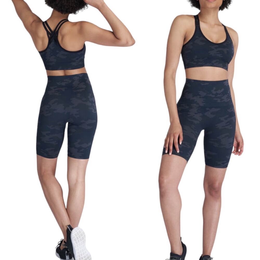 NWT Spanx Look at Me Now Bike Short Black Camo XL